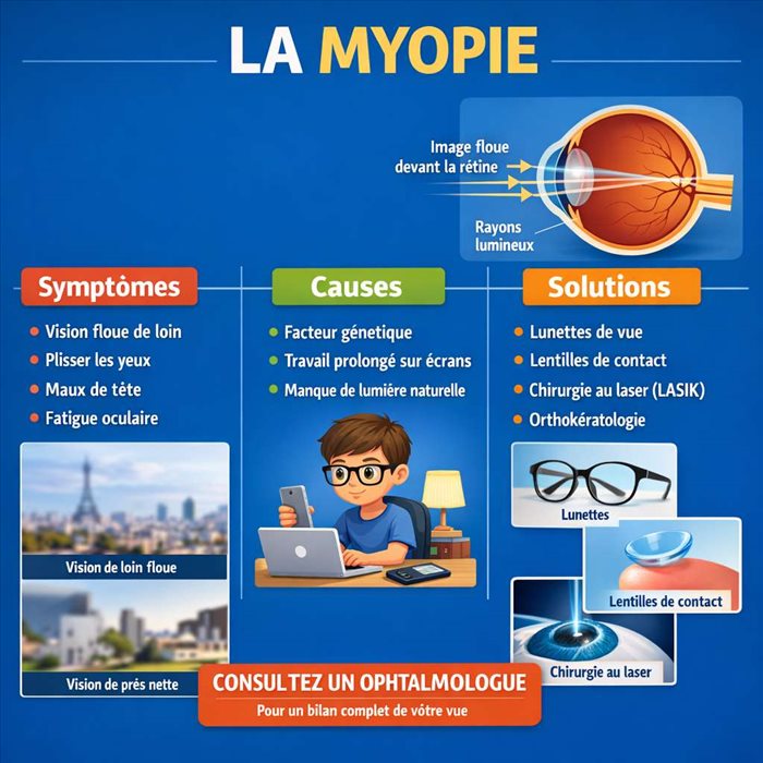 Myopie : symptômes, causes et solutions pour corriger