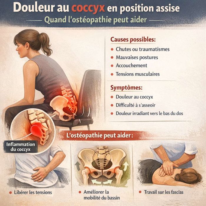Douleur au coccyx en position assise : ostéopathie et solutions
